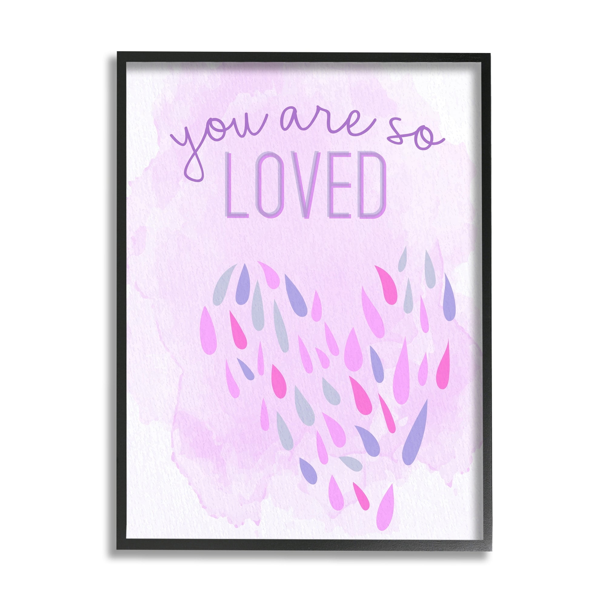 Stupell Industries You Are So Loved Purple Heart Inspirational Painting White Framed Art Print Wall Art