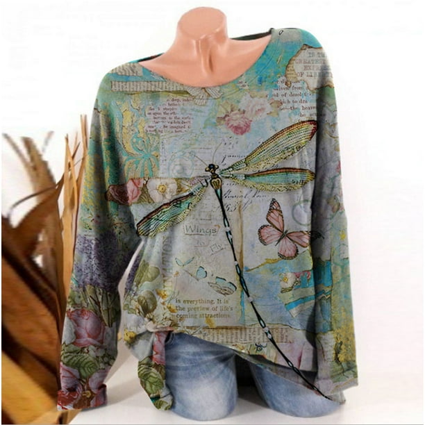 Follure Clothing Womens Tops Fashion Women O Neck Animal Printing Long Sleeves Pullover Blouses Easy Tops Walmart Com Walmart Com