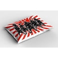 thumbnail image 2 of Ambesonne Japanese Pillow Sham 2 Pack, Samurai Ninja Retro, 26"x20", Red Black, 2 of 3