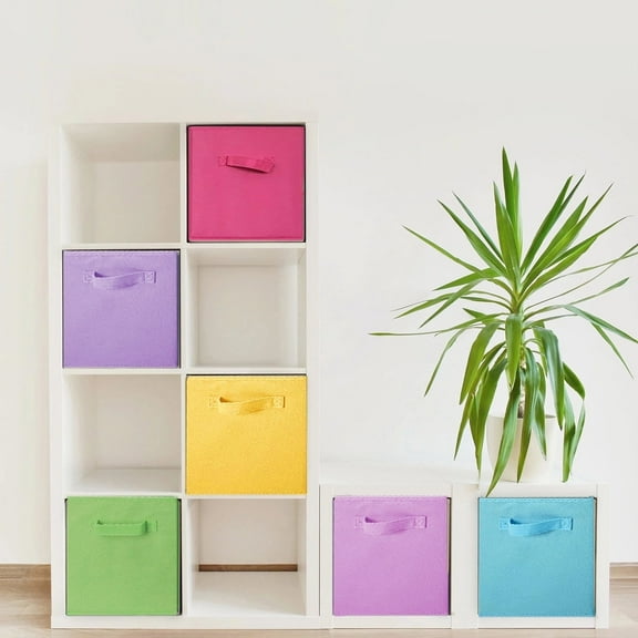 ShellKingdom Collapsible Fabric Cube Storage Bins, 6 Pcs Foldable Cloth Organizer Drawer, (10.5" x 10.5") Multicolor