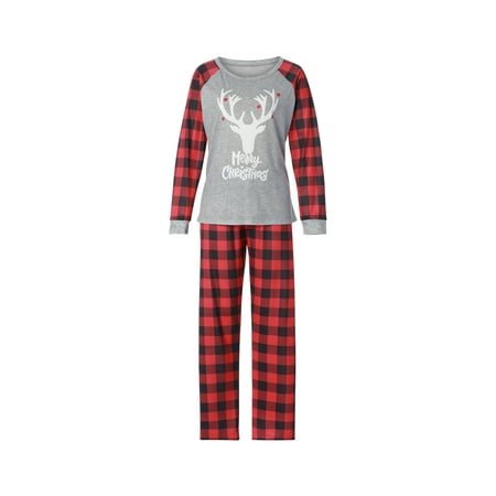 

ZQC Christmas Pajamas Matching Family Casual Deer Tops + Plaid Pants