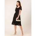 thumbnail image 4 of DressBerry Women's Solid Poly Georgette Square Neck Tiered Dress Short Puffed Sleeves Knee Length Smocked Front Casual&nbsp;Summer Wear Midi Length Light Weighted Wavy Party Wear Dress, 4 of 7
