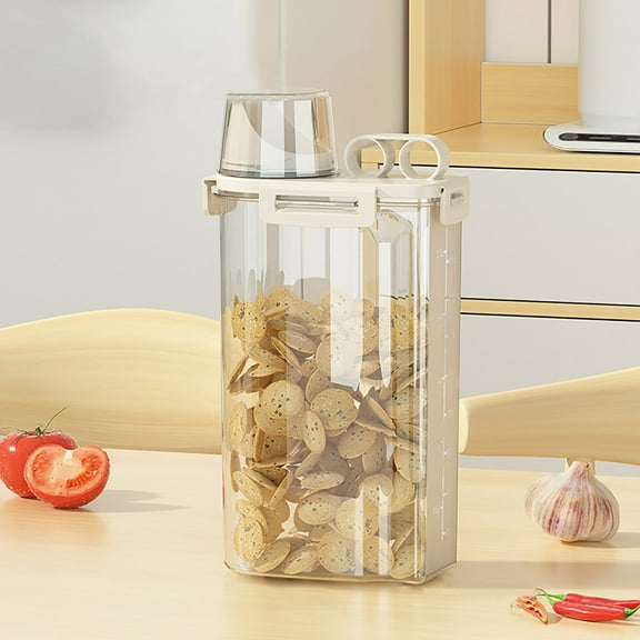 Food Grade 5-Grain Storage Container | Sealed Rice Bucket with Measuring Lid | Transparent Kitchen Pantry Jar for Flour, Cereal & Dry Goods | 1-Piece Set