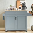 thumbnail image 3 of Kepooman Kitchen Island Cart, Serving Utility Carts,Rolling Kitchen Island Cart with Towel and Spice Rack-Gray, 3 of 10