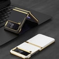 thumbnail image 6 of Compatible with Samsung Galaxy Z Flip 4 Case, Electroplated Bumper PU Leather Luxury Protective Ultra-Thin  Shockproof Glossy Design Back Phone Cover For Samsung Z Flip 4,Blue, 6 of 11