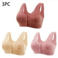 thumbnail image 2 of SMihono 3 Piece Push Up Bras for Women No Underwire Front Closure Everyday Bra Comfortable Full Coverage Wirefree Bralettes Coffee XXL, 2 of 9