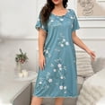 thumbnail image 2 of Tauxra Robes Grande Taille pour Femmes à Manches Courtes, Robe T-Shirt Ample, Chemise de Nuit, Robe de Maison Décontractée en Coton Doux avec Poches, 2 of 5