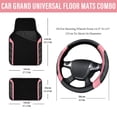 thumbnail image 4 of CAR GRAND Leather Steering Wheel Cover and Waterproof Carpet Car Floor Mats,Universal Fit Combo Pack Sedan,SUV,Cars, 14.5" to 15" Sporty Anti-Slip Pink, 4 of 8