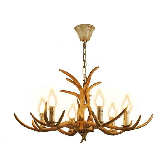 6 Lights Antler Chandelier Light, Vintage Antler Chandelier,Rustic Farmhouse Chandelier Light Deer Horn Pendent Light Fixture for Living Room Dining Room Bedroom Christmas,Without Bulb