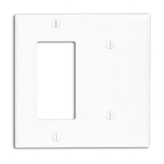 4.5 x 4.56 in. 2 Gang 1 Blank Thermoplastic Nylon Decor Wall Plate, White