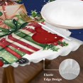 thumbnail image 3 of Blue Snowman Christmas Round Tablecloth, Fitted Table Cover with Elastic for 55"-60" Round Tables, Xmas Snowflake Botanical Table Cloth Outdoor Indoor Dinning Party Waterproof Tablecloths, 3 of 7