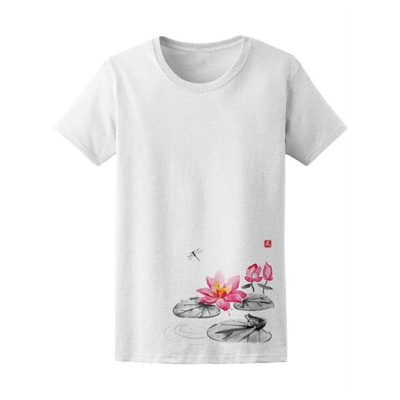 Watercolor Dragonfly Flower Women T-Shirt - Image by Shutterstock, Female XX-Large