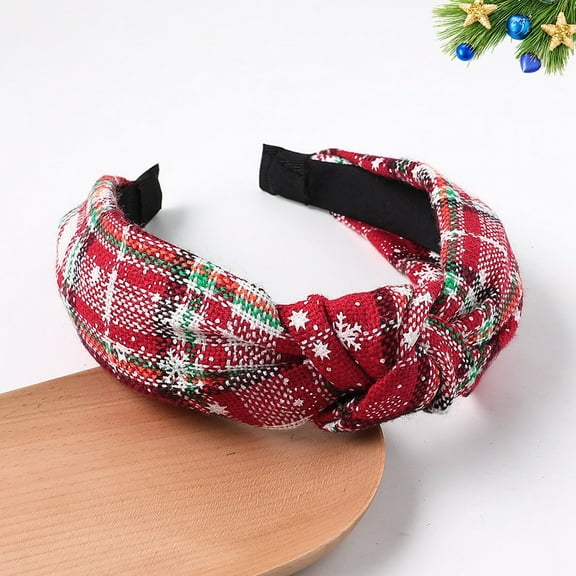 Christmas Knotted Turban Headband for Women Holiday Wide Hair Band Festive Seasonal Hair Accessory Decorative Headwear