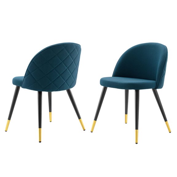 Side Dining Chair, Set of 2, Fabric, Navy Blue, Modern Contemporary Urban Design, Kitchen Room Cafe Bistro Restaurant Hospitality