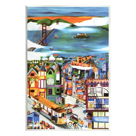 Stupell Industries Bustling Seaside Town Landscape Painting Unframed Art Print Wall Art, 10 x 15