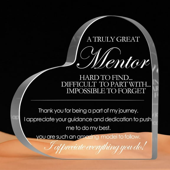 A Truly Great Mentor Hard to Find Sign Acrylic Heart, Thank You Gifts for Women Men, Appreciation Keepsake Gifts for Mentor Teacher Coworker Desk Home Decor Sign Plaque