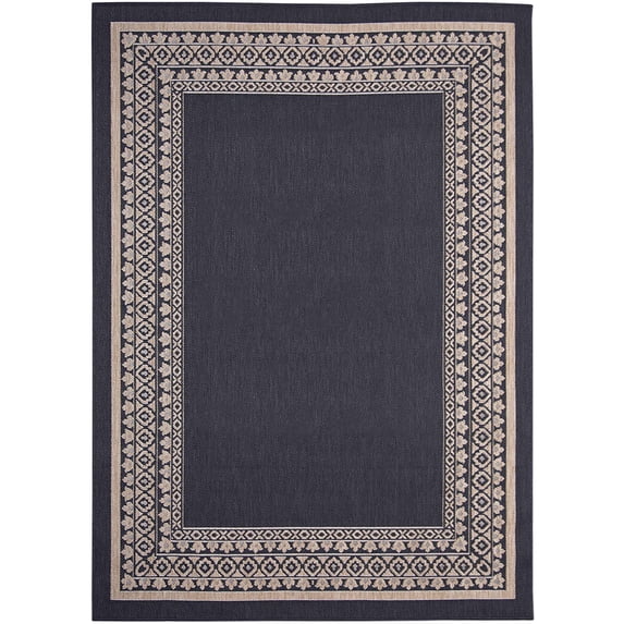 Classic Border Rug - 5 ft. 3 in. x 7 ft. 6 in., Charcoal Gray, Indoor/Outdoor Decor Accent Rug with Intricate Border, UV, Fade Resistant, Waterproof Rug | Decorative Rugs