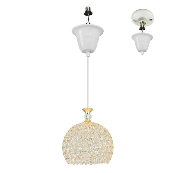 Kiven Crystal Pendant Light with E26 Screw-in Adapter, Exposed Ceiling Light to Pendant, Converts Bulb Socket to Pendant Light, Adjustable Height Renter-friendly Pendant Lighting TB0295GL