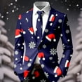thumbnail image 4 of KKBOTIVE Men's Christmas Suits Party Funny Printed Adult Novelty Suit and Dress Pants Men's Fall Winter Outfit Jacket Dark Blue Size: S, 4 of 6