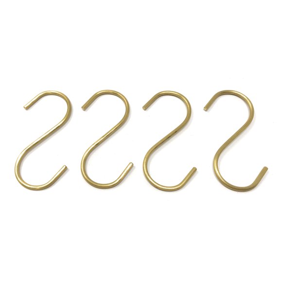 Br BRILLANTE Brass S Hooks Made from Heavy Duty Solid Brass for Hanging Kitchen Pots & Pans, Bird Feeders, Plants