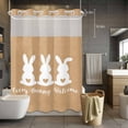 thumbnail image 5 of Every Bunny Welcome No Hooks Shower Curtain with Snap-in Liner Easter Spring White Bunny Silhouette Linen Texture Shower Curtains for Bathroom, Waterproof, Easy Install, Washable 60"x72", 5 of 9