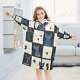 thumbnail image 5 of FORMRS Wearable Blanket Hoodie with Sleeves for Kids Cozy Flannel Sweatshirt, Black and Blue Cat, 5 of 7