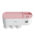 thumbnail image 1 of Soporte para cepillo de dientes Dispensador de pasta de dientes automático montado en la pared Juego de exprimidor Tazas Organizador de cosméticos Cajón, Rosa kenally LF0143-03B, 1 of 6