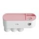 thumbnail image 1 of Soporte para cepillo de dientes Dispensador de pasta de dientes automático montado en la pared Juego de exprimidor Tazas Organizador de cosméticos Cajón, Rosa Scienceny LF0143-03B, 1 of 6
