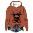 thumbnail image 2 of Uootdi Highland Cow Hoodies for Women Cute Funny Graphic Long Sleeve Sweatshirt Cowgirl Plus Size Clothes for Women Y2K Gift Cow P, 2 of 2