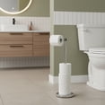 thumbnail image 3 of Sleek Chrome Toilet Paper Holder with Folding Arm and Reserve Compact Freestanding Metal Holder, 3 of 6