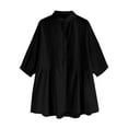 thumbnail image 2 of qILAKOG Women's Cotton Linen Shirts Womens V-Neck Long Sleeve Loose Button Tunic Tops Summer Shirts Blouses Autumn Blouses 2024 Linen Shirts for Women Tops Loose Fit, Black&XXL, 2 of 7