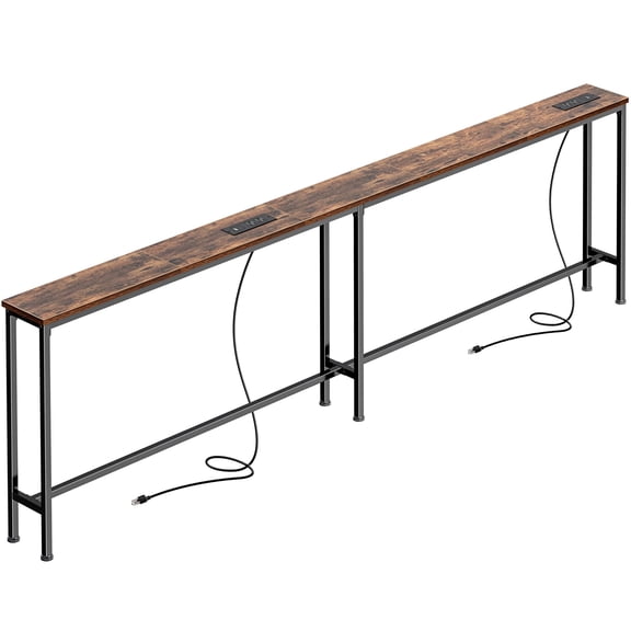 Amadwell 79" Narrow Sofa Console Table with Power Outlets, 5.9" Slim Side Table for Living Room, Entryway & Bedroom
