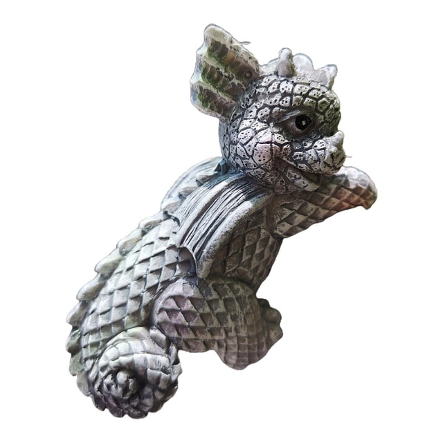 Bewildely 4Pcs Resin 3D Garden Statue Dragon Sculpture Bookshelf Figurine Dinosaur Decoración del hogar
