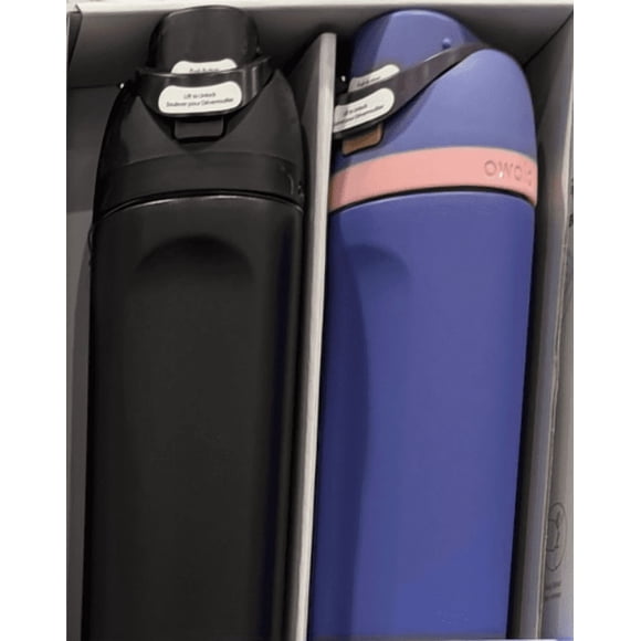 Owala FreeSip Water Bottle, 24 fl oz, BPA-Free Leak-Proof Sports Bottle with Built-In Straw & Spout, Reusable Travel Water Bottle- Black and Purple