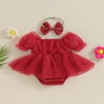 thumbnail image 4 of MesaSe Nouveau-Né Filles Rompers Robe Fleur Broderie Maille Manches Courtes Combinaisons Bandeau Princesse Tenues, 4 of 8