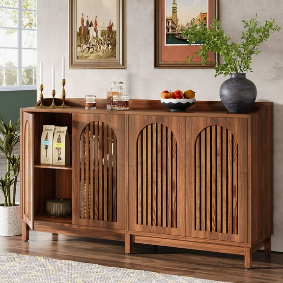 Tribesigns Sideboard Buffet Cabinet, 57" Farmhouse Storage Cabinet with Adjustable Shelf, Freestanding Storage Cabinet