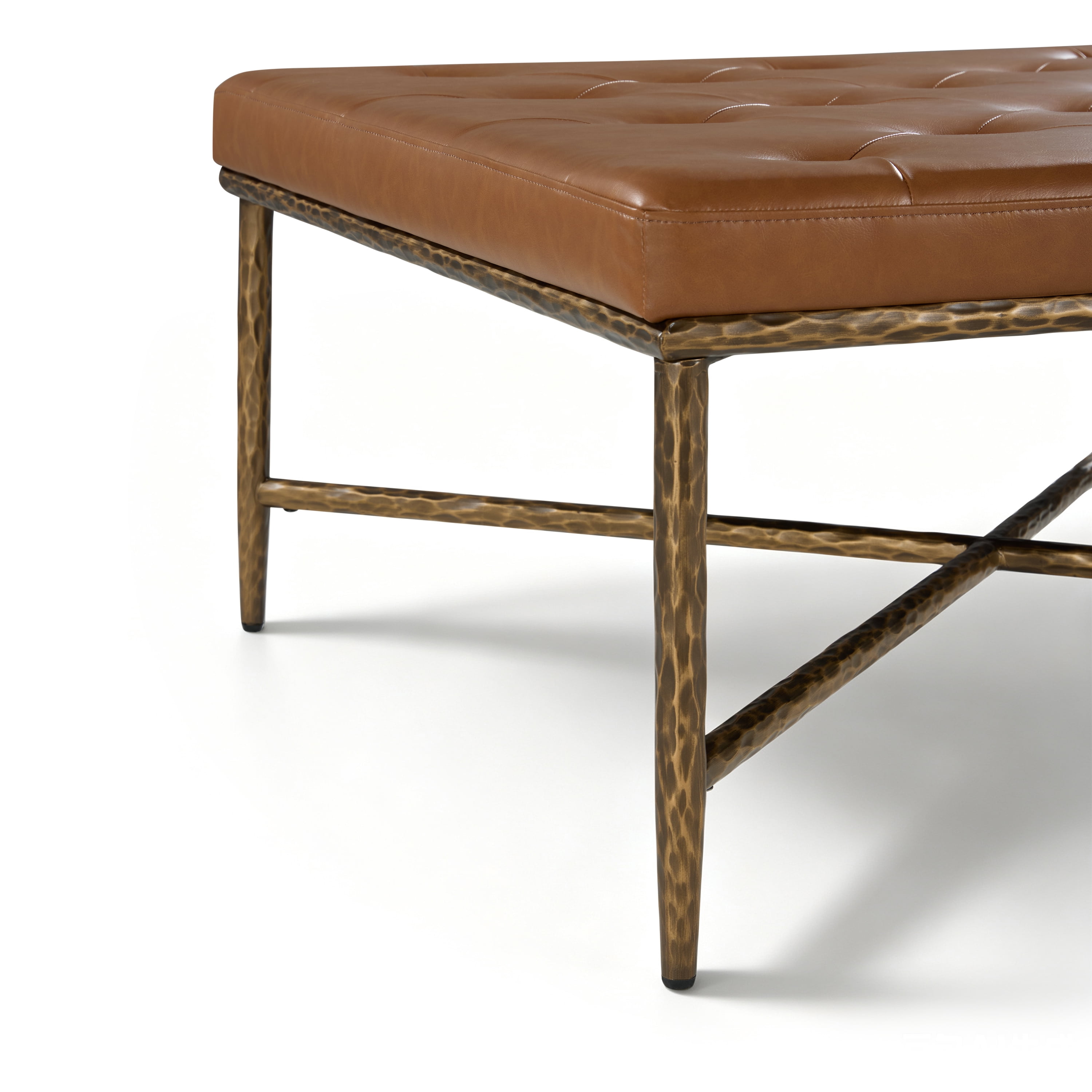 GARITIN Square Tufted Ottoman 36 Inch, Upholstered Footrest with Durable Metal Frame for Living Room Bedroom, Brown