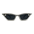 thumbnail image 1 of Full Rhinestone Iced Narrow Cat Eye Diva Sunglasses All Black, 1 of 4