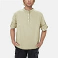 thumbnail image 6 of Zshosam Mens Casual Long Sleeve Henleys T-Shirt Single Button Placket Plain v Neck Shirts(Khaki,XL), 6 of 9