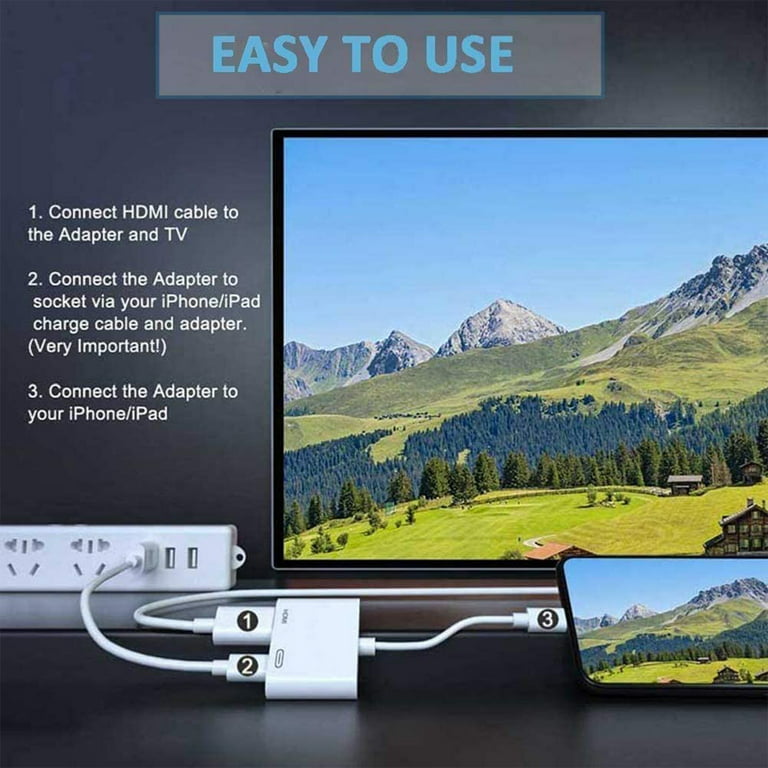 Adaptador Lightning a HDMI para TV compatible con