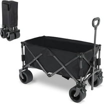 Colourtree Collapsible Wagon Carts Foldable, Garden Cart with 360° All-Terrain Wheels, Adjustable Handle, Utility Wagons for Outdoor, Heavy Duty Wagon Cart