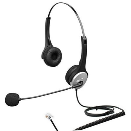3.5 Mm Headset Adapter Microphone - 4Call K502CM Dual Ear Call Center Telephone RJ Headset with Noise Canceling Microphone for Plantronics M10 M22 Vista Adapter and AT&T CallMaster V VI & Cisco Unified Office IP Phones 7931G 7975