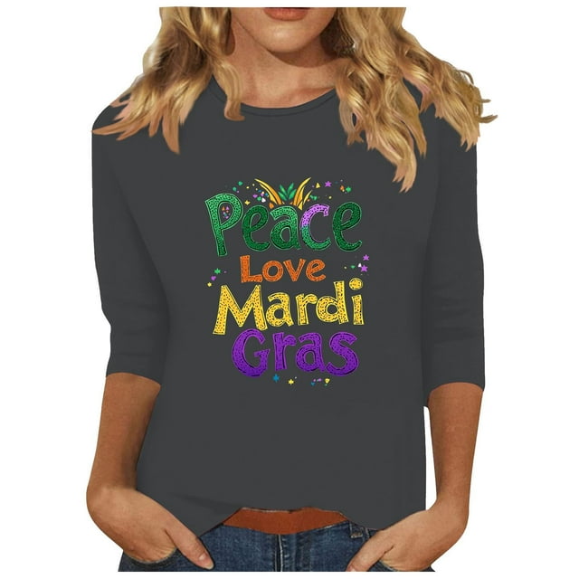 T-shirt Décontracté Ample à Imprimé Tauxra pour Femmes, Blouse à Manches 3/4 et Col Rond, Haut Mode Confortable en Polyester et Spandex pour Usage Quotidien