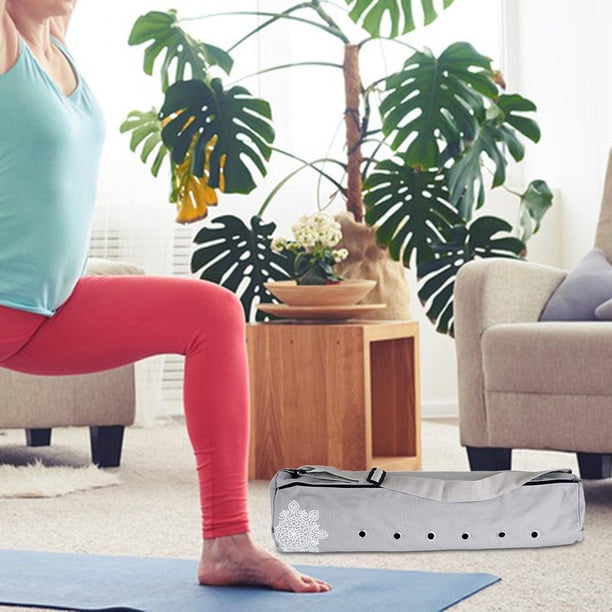 Bolsa para esterilla de yoga, bolsa de transporte para ejercicio con correa de hombro ajustable, lona práctica Gris