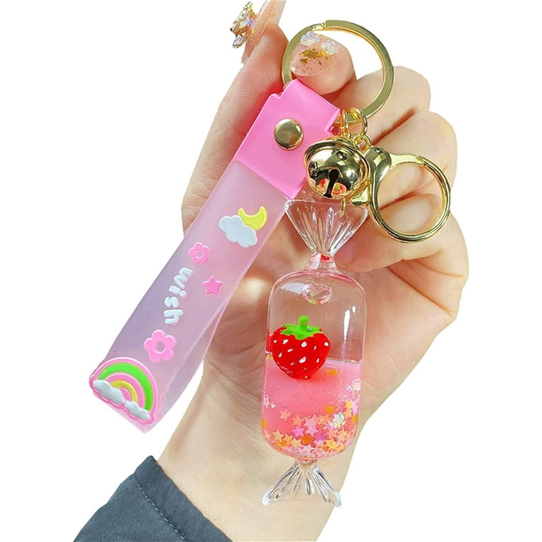 MaddieGreenDesigns Clear Keychains with Key Ring (12 Designs on One Listing) Pink Water Bottle