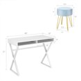 thumbnail image 2 of Gymax Vanity Table Set Table de Maquillage de Bureau w/Round Velours Pouf Bleu, 2 of 10