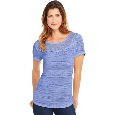 Hanes Women's Peasant Top with Lace Trim - O9350