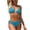 Blue, variant on Staron Women's Solid Color Backless Bikini Swimsuit Two-Piece Bandage High Cut Beachwear Set with Removable Padded Bras, Blue L