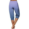thumbnail image 6 of VERUGU Capri Pants for Women Casual Summer Pocket Elastic Waist Pant Taper Mid Waist Classic Gradient Color Print Loungewear Cropped Pants Loose Comfortable Workout Capris Sweatpants Blue 3XL, 6 of 7