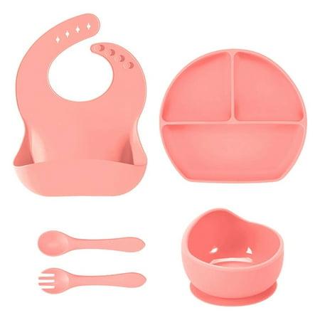 

HitUpon Children S Silicone Tableware Set Infants And Toddlers Learn To Eat Complementary Food Bowl Baby Eat Fork Spoon Set